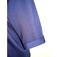 Bawełniana gruba BLUZA z wywijanym rękawem i haftem - granatowa